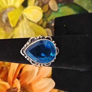 Blue Topaz Gemstone Ring - Size 6 1/4